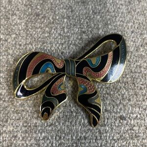 Vintage Multicolor Bow Brooch Mid Century Style is Back! Free gift w/purch EUC